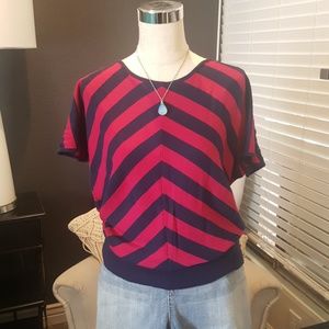 Torrid Blue and Pink Chevron Knit Top